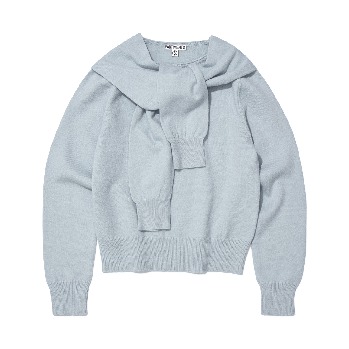 (W) 파르티멘토 레이어드 슬리브 니트 크루넥 스카이((W) Partimento Layered Sleeve Knit Crewneck Sky)