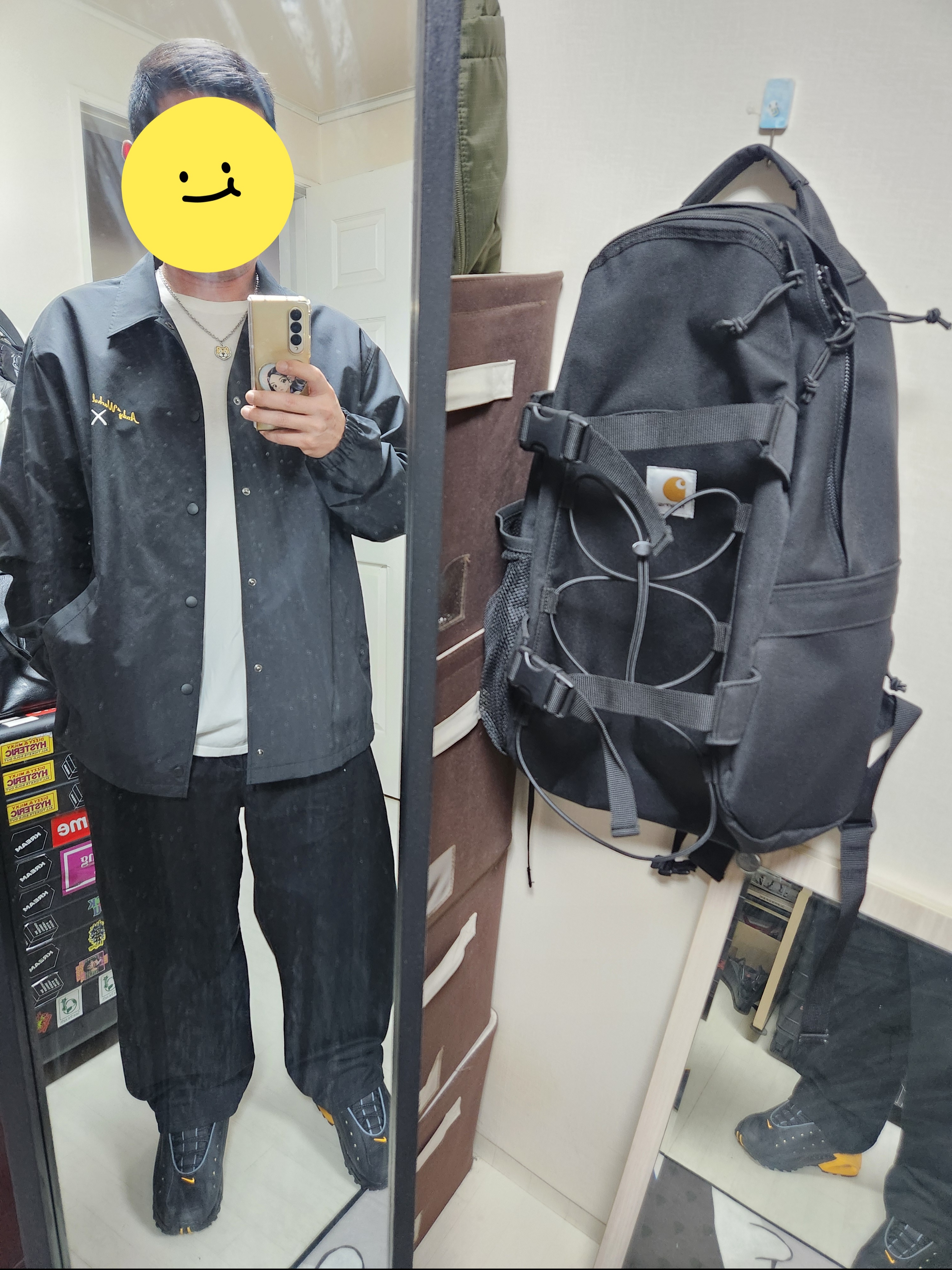 Patagonia Summit Swell Organic T-Shirt Birch White, Human Made Animal Necklace Tiger Yellow 착용 스타일 - 2