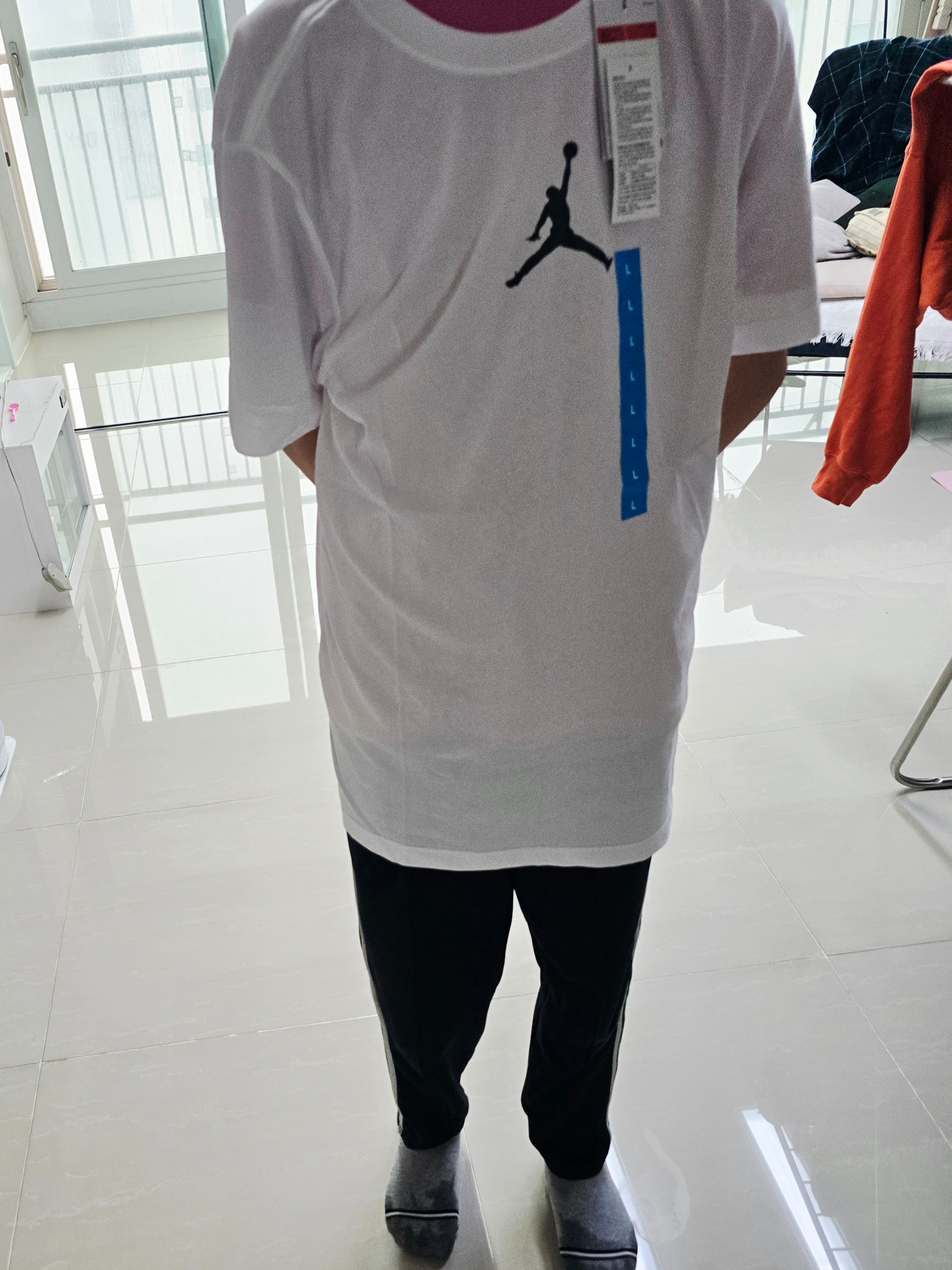 Jordan Jumpman Short Sleeve Crew T-Shirt White Black - US/EU 착용 스타일