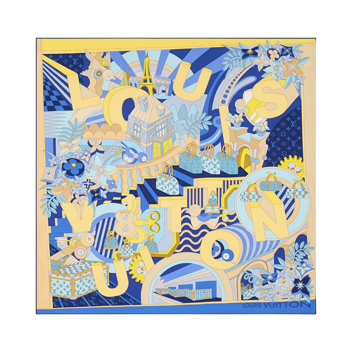M98313 (W) Louis Vuitton LV Wonderland Square 90 Blue