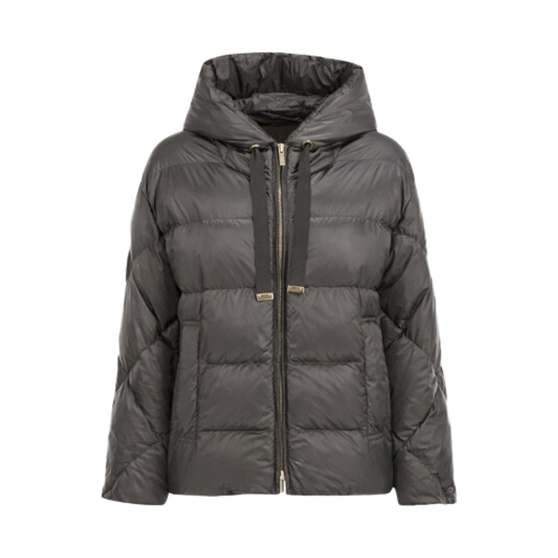 (W) 막스마라 더 큐브 소프트페 발수 캔버스 벨티드 다운 자켓 다크 그레이((W) Max Mara The Cube Softfe Water-Repellent Canvas Belted Down Jacket Dark Grey) - 1