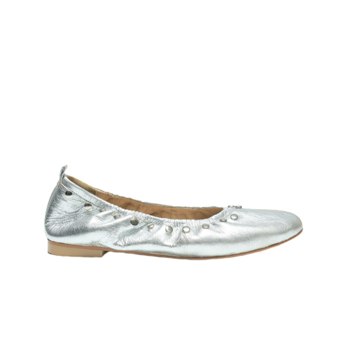 (W) 파르티멘토 스터드 포인티드 플랫 슈즈 실버((W) Partimento Stud Pointed Flat Shoes Silver)