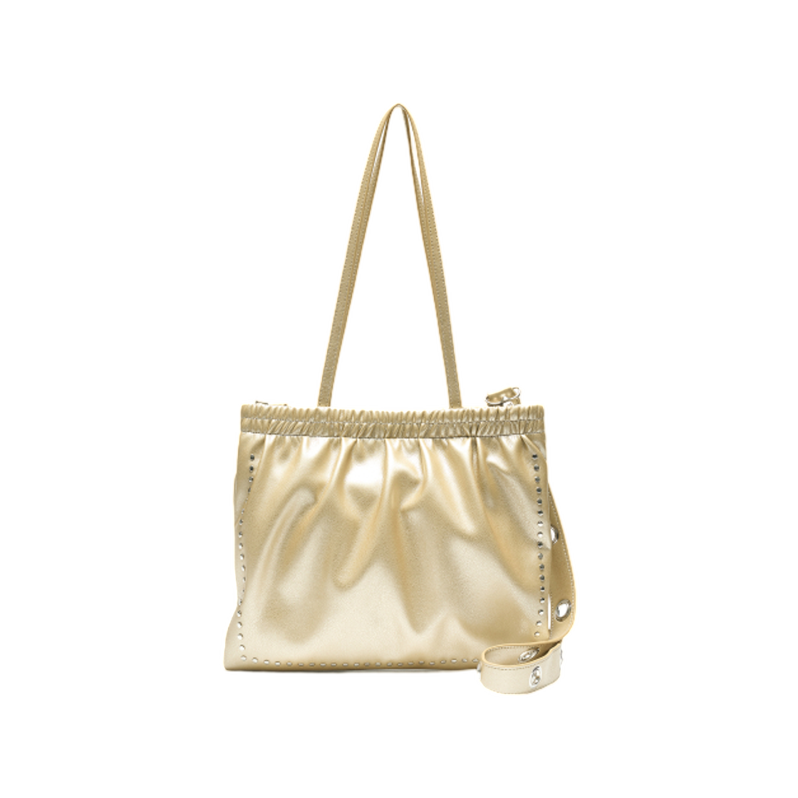 (W) 파르티멘토 투웨이 스터드 셔링 플랫 백 골드((W) Partimento 2Way Studded Shearling Flat Bag Gold)