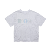 Riomeu Check Applique Short Sleeve T-shirt White Melange