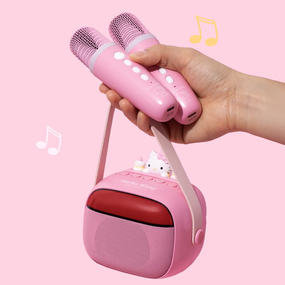 로이체 산리오 LED 무선 미니 블루투스 스피커 + 매직보이스 듀엣 마이크 2p 세트 헬로키티(Royche Sanrio Hello Kitty LED Wireless Mini Bluetooth Speaker + Magic Voice Duet Microphone 2P Set) - 4