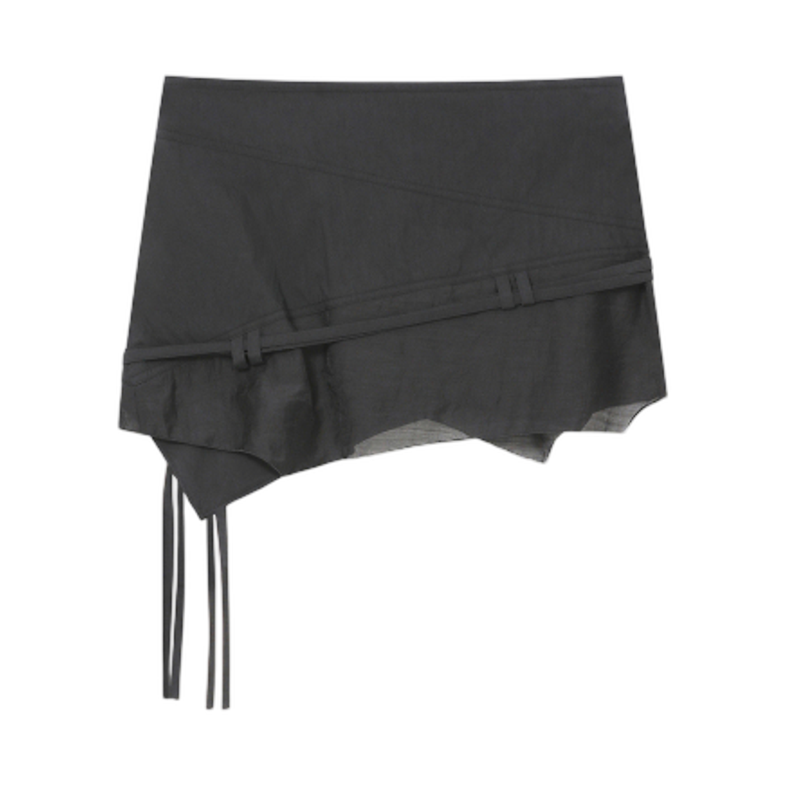 (W) 미세키서울 다이애그널 시어 스트링 미니 스커트 차콜((W) Miseki Seoul Diagonal Sheer String Mini Skirt Charcoal) - 2
