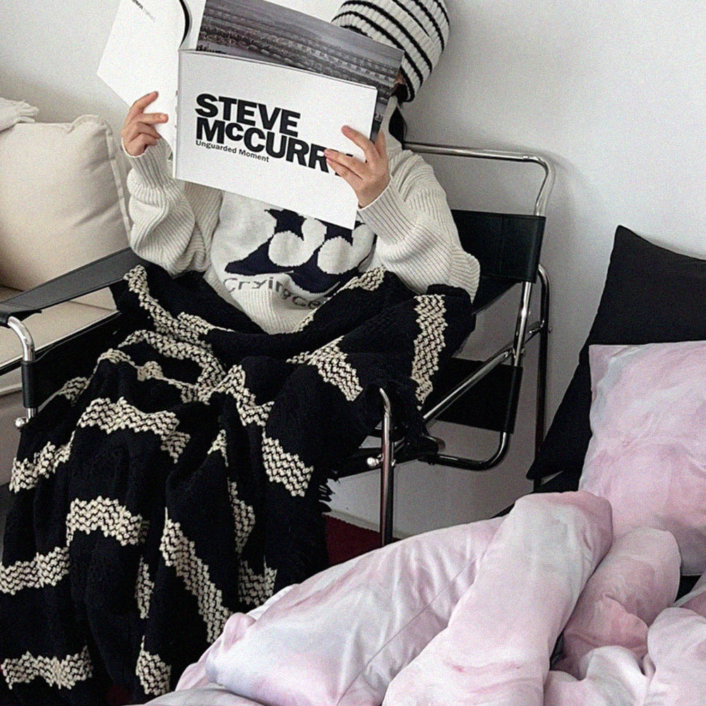 무성화 블랙 소로우 블랭킷 감성 차박 캠핑 담요 쇼파커버 125x200cm(MUSEONGHWA Black Sorrow Blanket Sensitive Camping Blanket Chopa Cover 125×200 cm) - 6