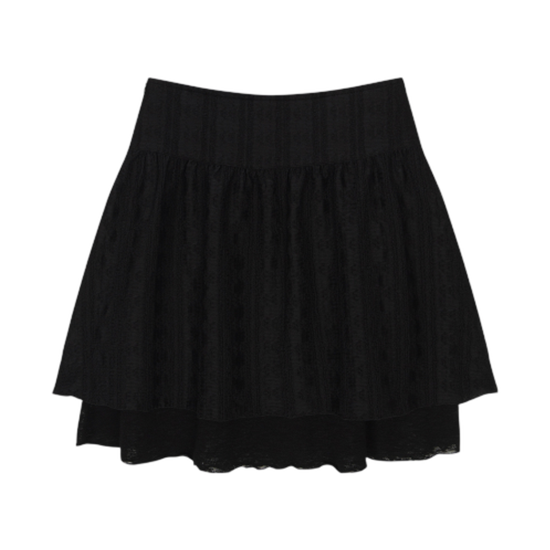 (W) 애즈온 레이시 체크 스커트 블랙((W) Ason Lacy Check Skirt Black) - 2