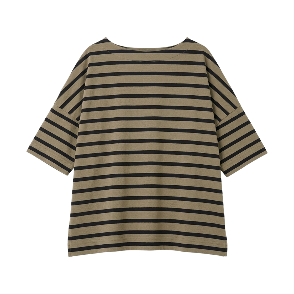 (W) 프릭스 스토어 보트넥 바스크 보더 숏슬리브 티셔츠 베이지 블랙((W) Freak's Store Boat Neck Basque Border S/S T-Shirt Beige Black) - 1
