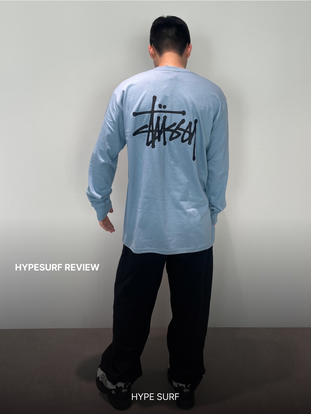 Stussy Basic Stussy LS T-Shirt Slate 착용 스타일 - 1