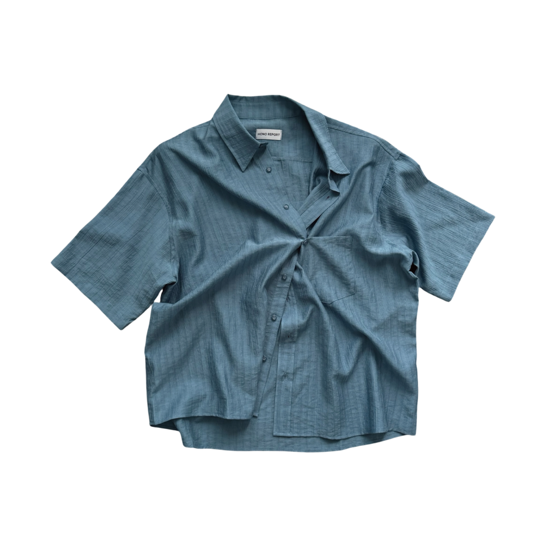 호노 리포트 텍스처 숏 슬리브 셔츠 블루(Hono Report Textured Short Sleeve Shirt Blue)