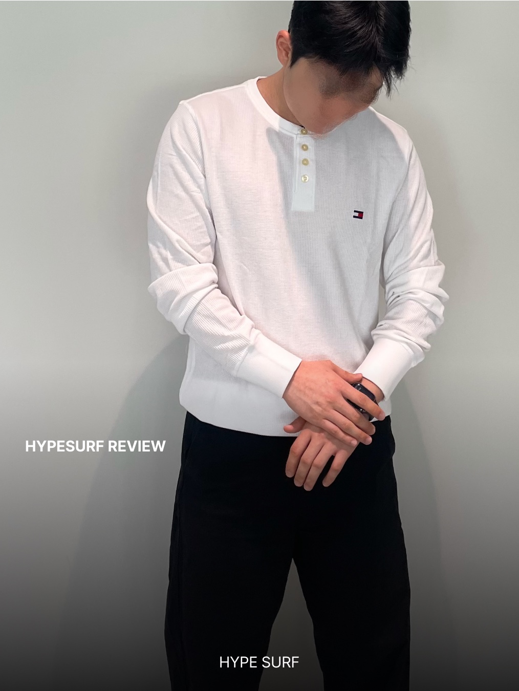 Tommy Hilfiger Thermal Sleep Henley Long Sleeve White 착용 스타일 - 2