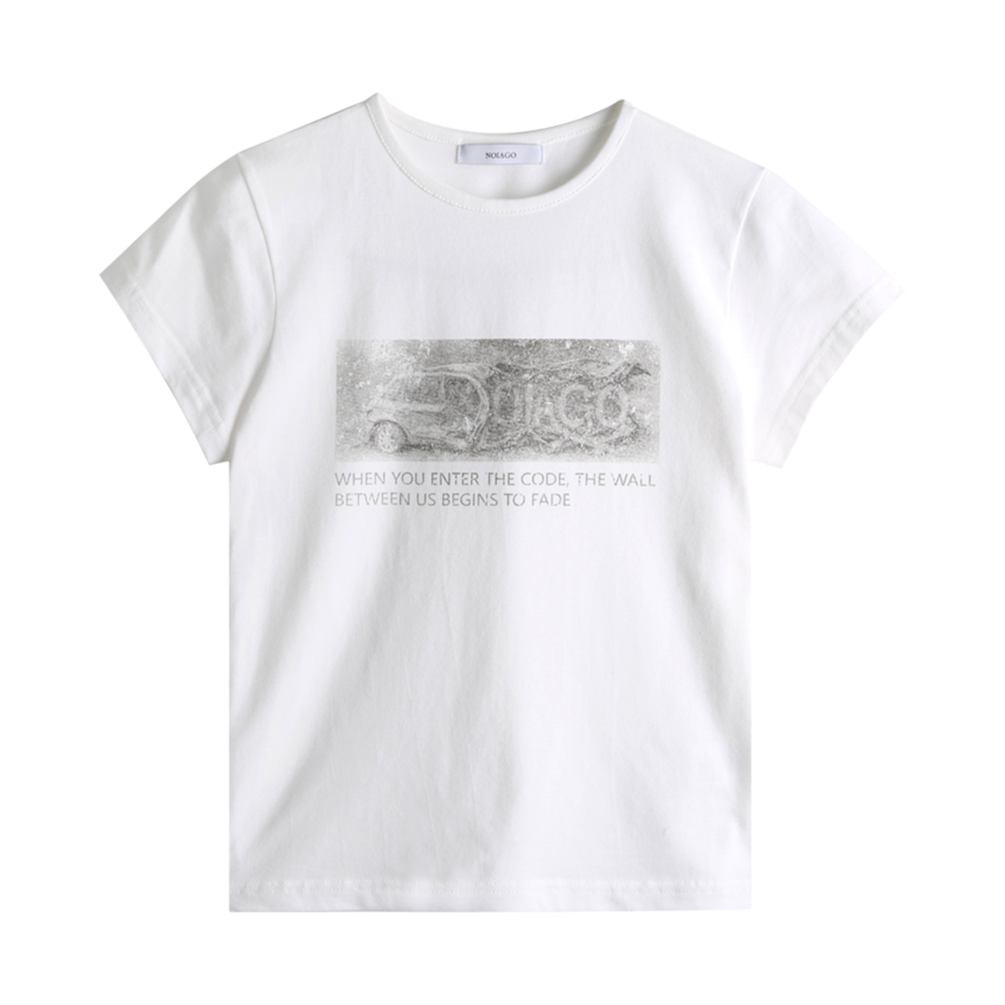 (W) 노이아고 박스 프린팅 티셔츠 아이보리((W) Noiago Box Printing T-Shirt Ivory)