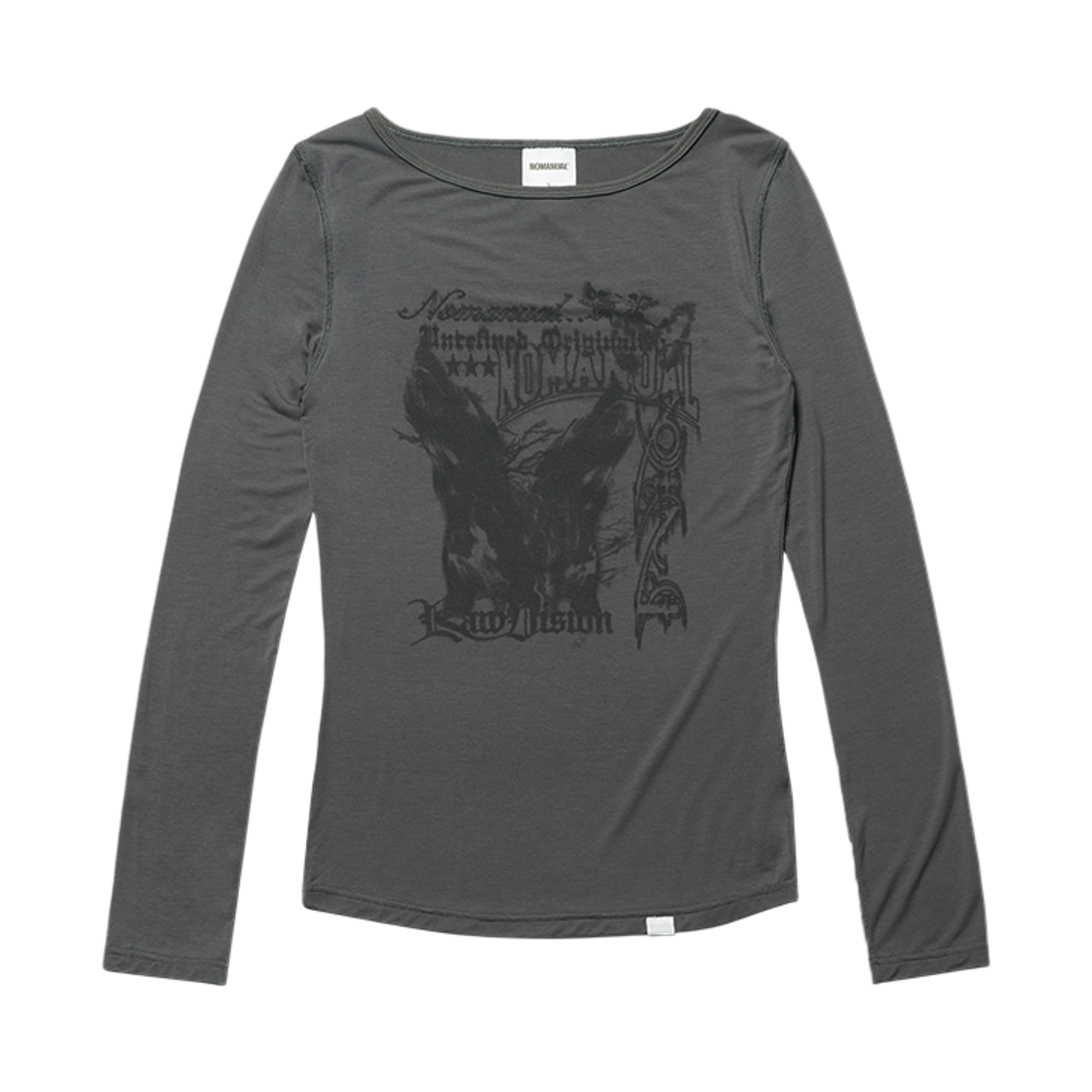 노매뉴얼 로우 스케치 롱 슬리브 티 차콜(NOMANUAL RAW Sketched Long Sleeve Tee Charcoal) - 1