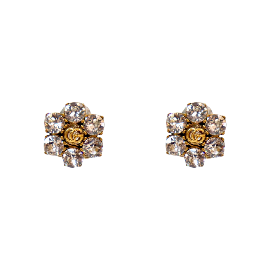 IT2UCR76O266 Gucci Crystal Double G Gold Earrings A-B57762