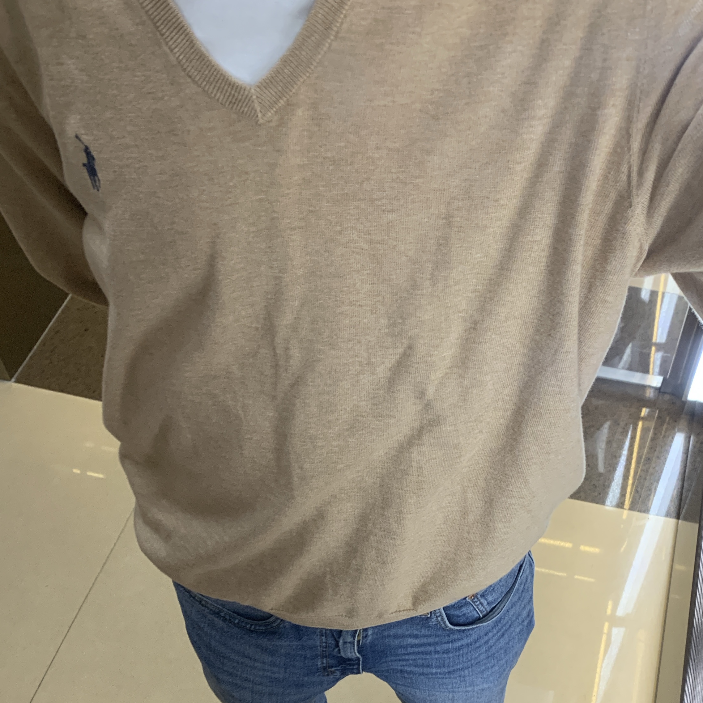 Double RL Cable Knit Roll Neck Sweater Cream 착용 스타일