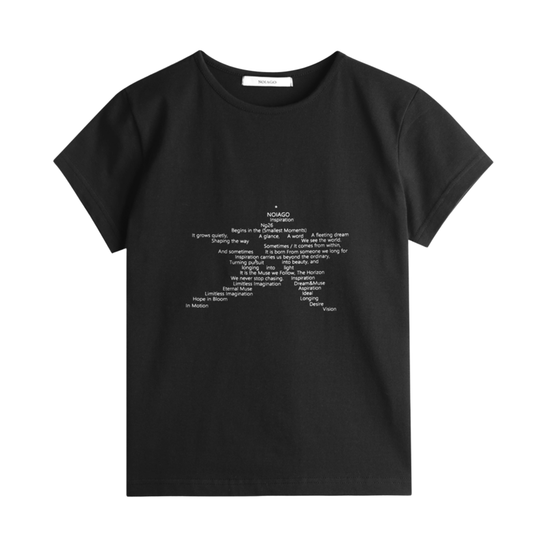 (W) 노이아고 스타 레터링 티셔츠 블랙((W) Noiago Stars Lettering T-Shirt Black)