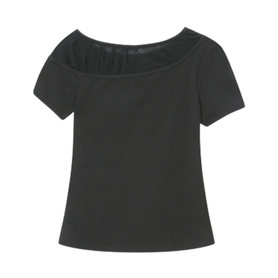 (W) 미세키서울 시어 셔링 레이어드 탑 차콜((W) Miseki Seoul Sheer Shirring Layered Top Charcoal) - 2