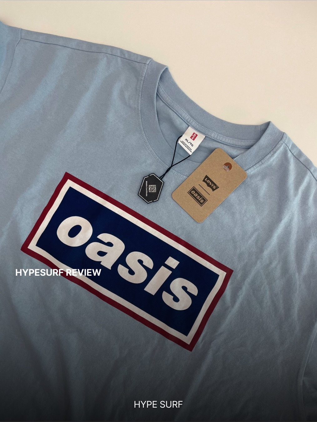 Levi's x Oasis Deca Logo T-Shirt Sky Blue 착용 스타일 - 3