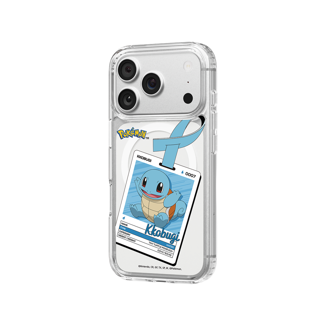에스엘비에스 포켓몬 꼬부기 네임택 클리어 마그넷 케이스 for iPhone17 Series(SLBS Pokémon Squirtle Name tag Clear Magnet Case for iPhone17 Series) - 5