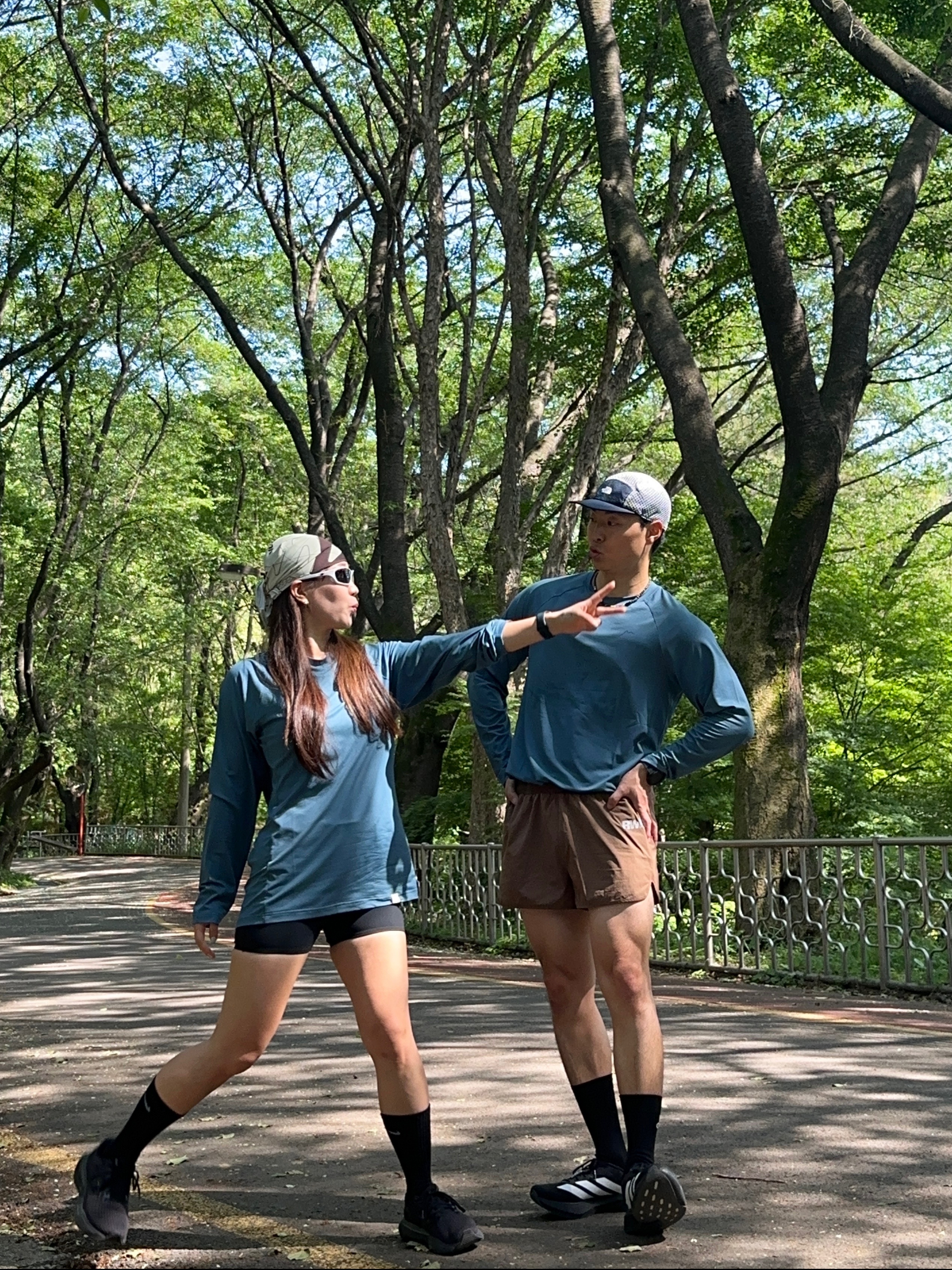 Cayl Logo Air Long Sleeve Foggy Blue, (W) Nike Foam Shorts Black Smoke Grey - Asia 착용 스타일 - 1