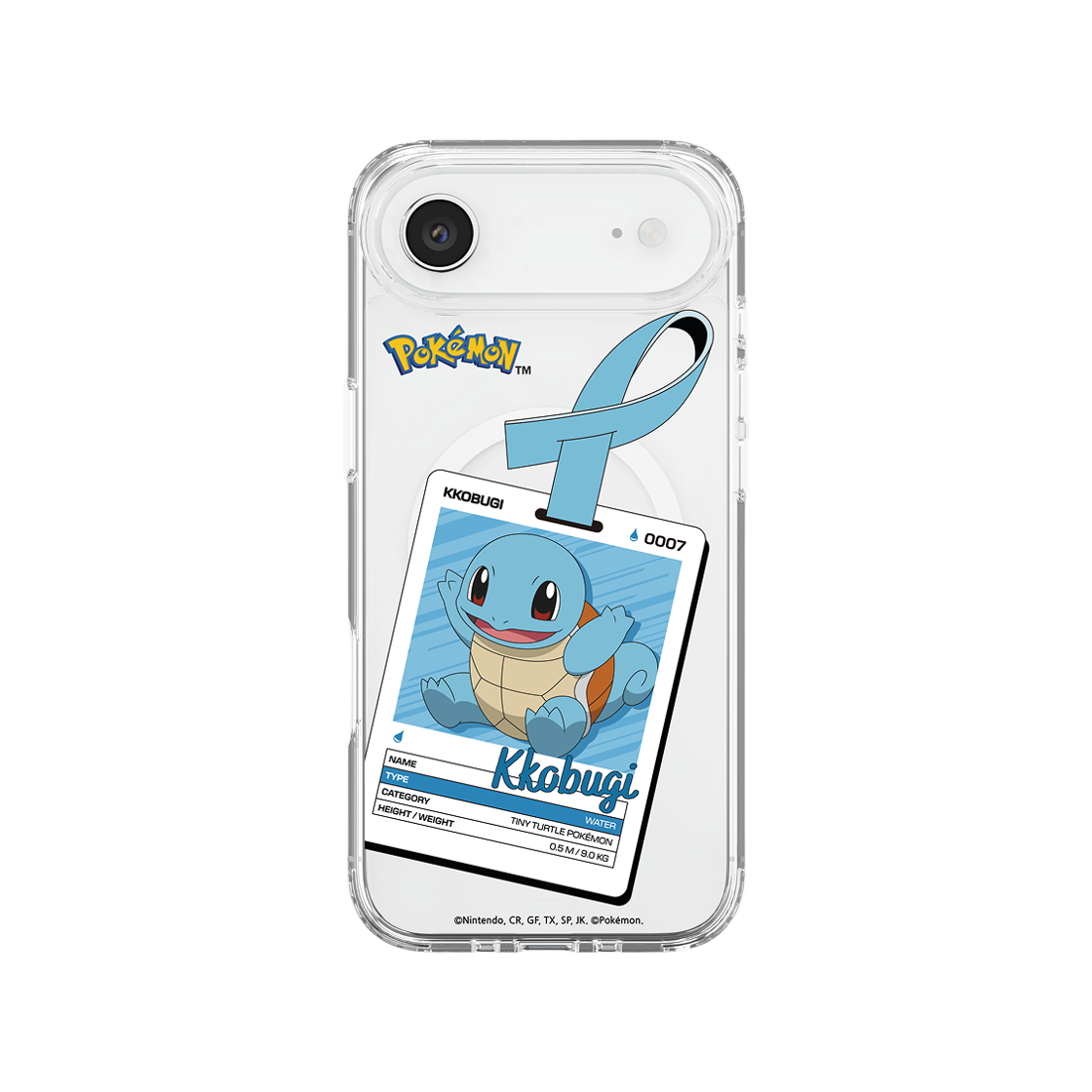 에스엘비에스 포켓몬 꼬부기 네임택 클리어 마그넷 케이스 for iPhone17 Series(SLBS Pokémon Squirtle Name tag Clear Magnet Case for iPhone17 Series) - 3