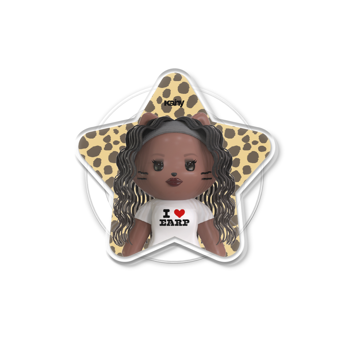 어프어프 x 카니 핫걸 스타 레오파드 맥세이프 아크릴 스마트톡(EARPEARP x KANY Hot Girl Star Leopard Magnetic Acrylic Tok)