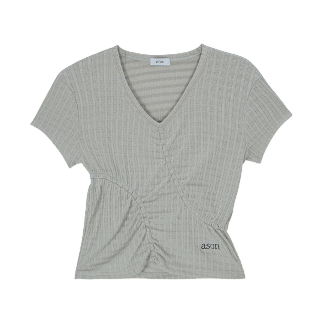 (W) 애즈온 소프트 셔링 티셔츠 그레이((W) Ason Soft Shirring T-Shirt Gray)