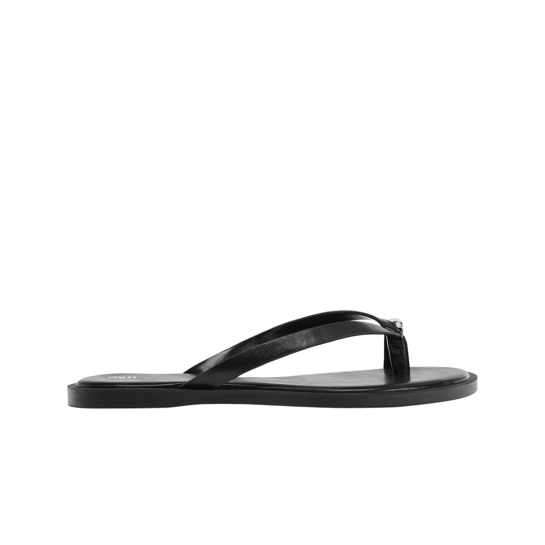 (W) 자라 메탈릭 디테일 플랫 샌들 블랙((W) Zara Metallic Detail Flat Sandals Black) - 1