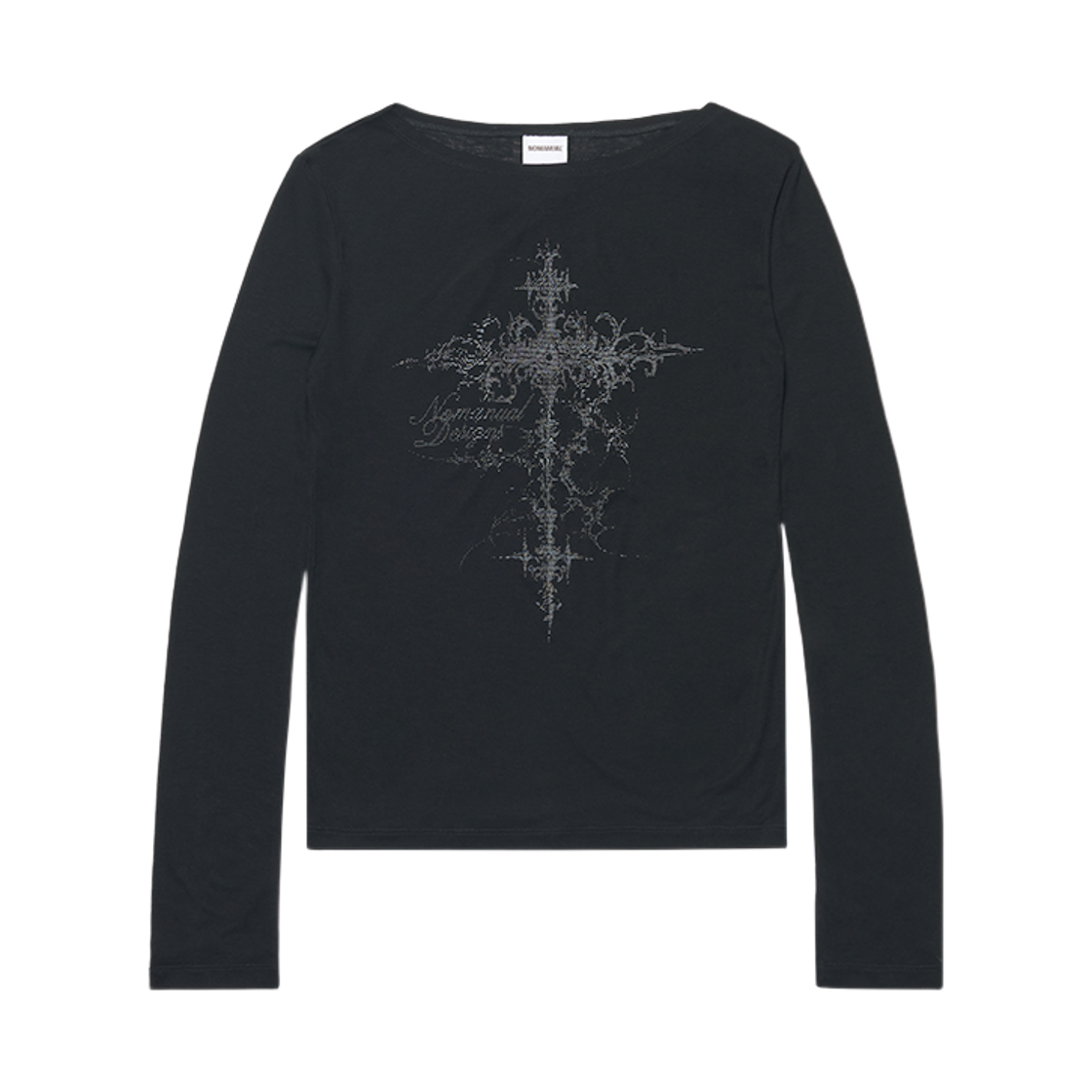 노매뉴얼 크로스 쉬어 롱 슬리브 티 블랙(NOMANUAL Cross Sheer Long Sleeve Tee Black)