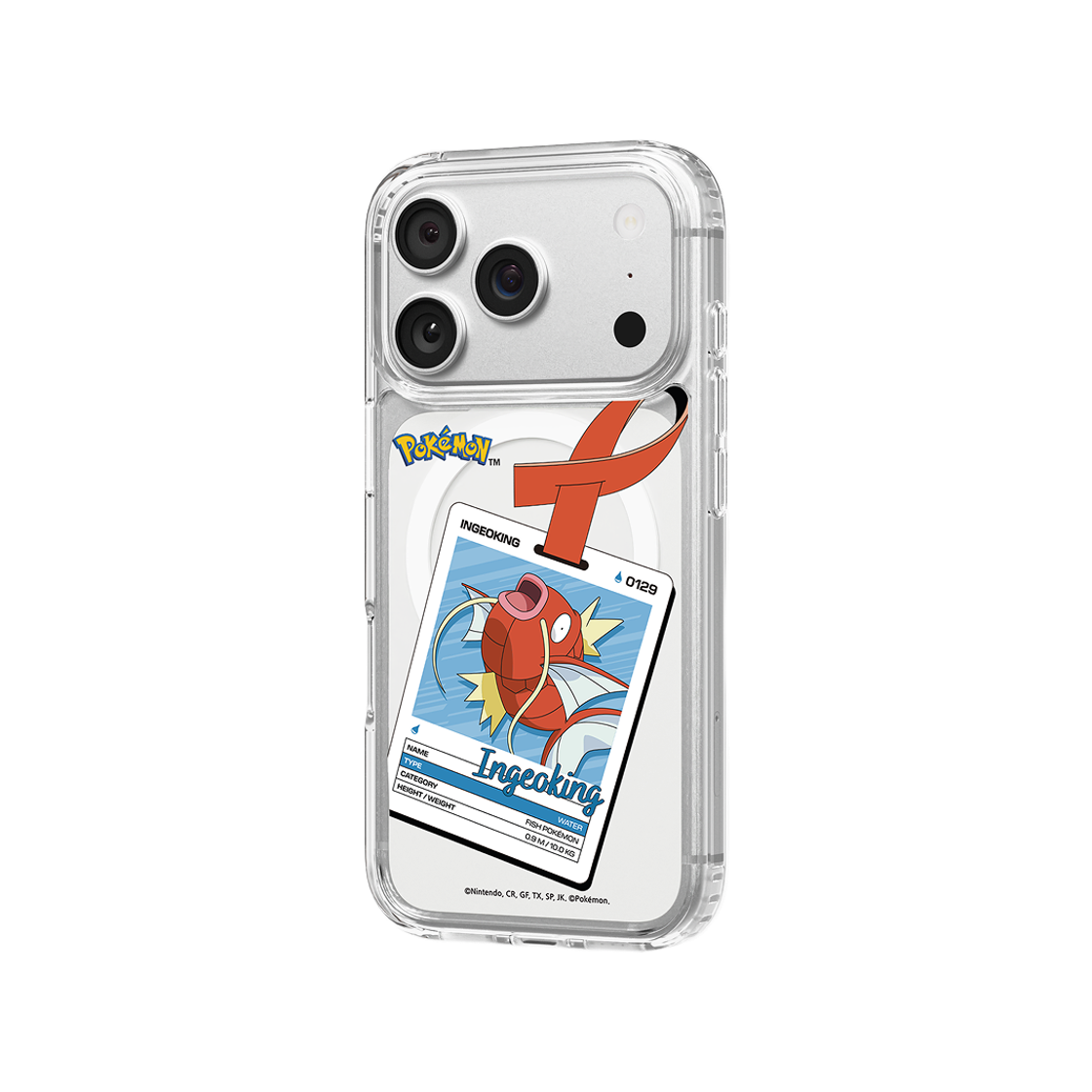 에스엘비에스 포켓몬 잉어킹 네임택 클리어 마그넷 케이스 for iPhone17 Series(SLBS Pokémon Magikarp Name tag Clear Magnet Case for iPhone17 Series) - 5