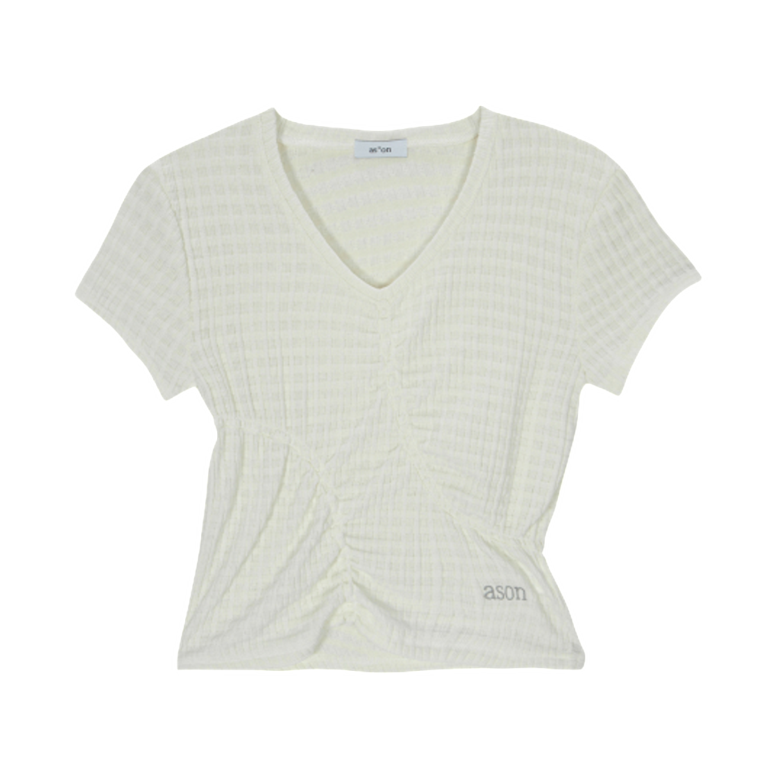 (W) 애즈온 소프트 셔링 티셔츠 아이보리((W) Ason Soft Shirring T-Shirt Ivory)