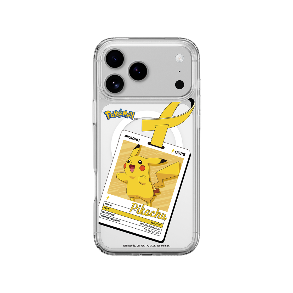 에스엘비에스 포켓몬 피카츄 네임택 클리어 마그넷 케이스 for iPhone17 Series(SLBS Pokémon Pikachu Name tag Clear Magnet Case for iPhone17 Series) - 4