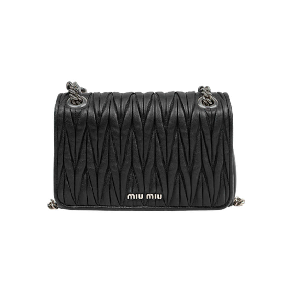 ITIUPEKNKKIW Miu Miu Black Matelasse Chain Shoulder Bag D-A58496