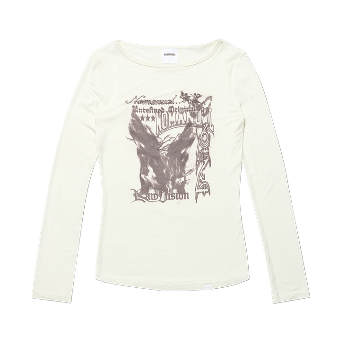 노매뉴얼 로우 스케치 롱 슬리브 티 화이트(NOMANUAL RAW Sketched Long Sleeve Tee White)