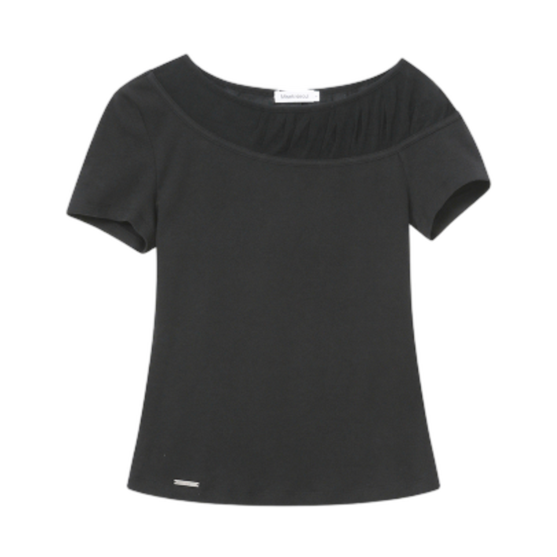 (W) 미세키서울 시어 셔링 레이어드 탑 차콜((W) Miseki Seoul Sheer Shirring Layered Top Charcoal) - 1