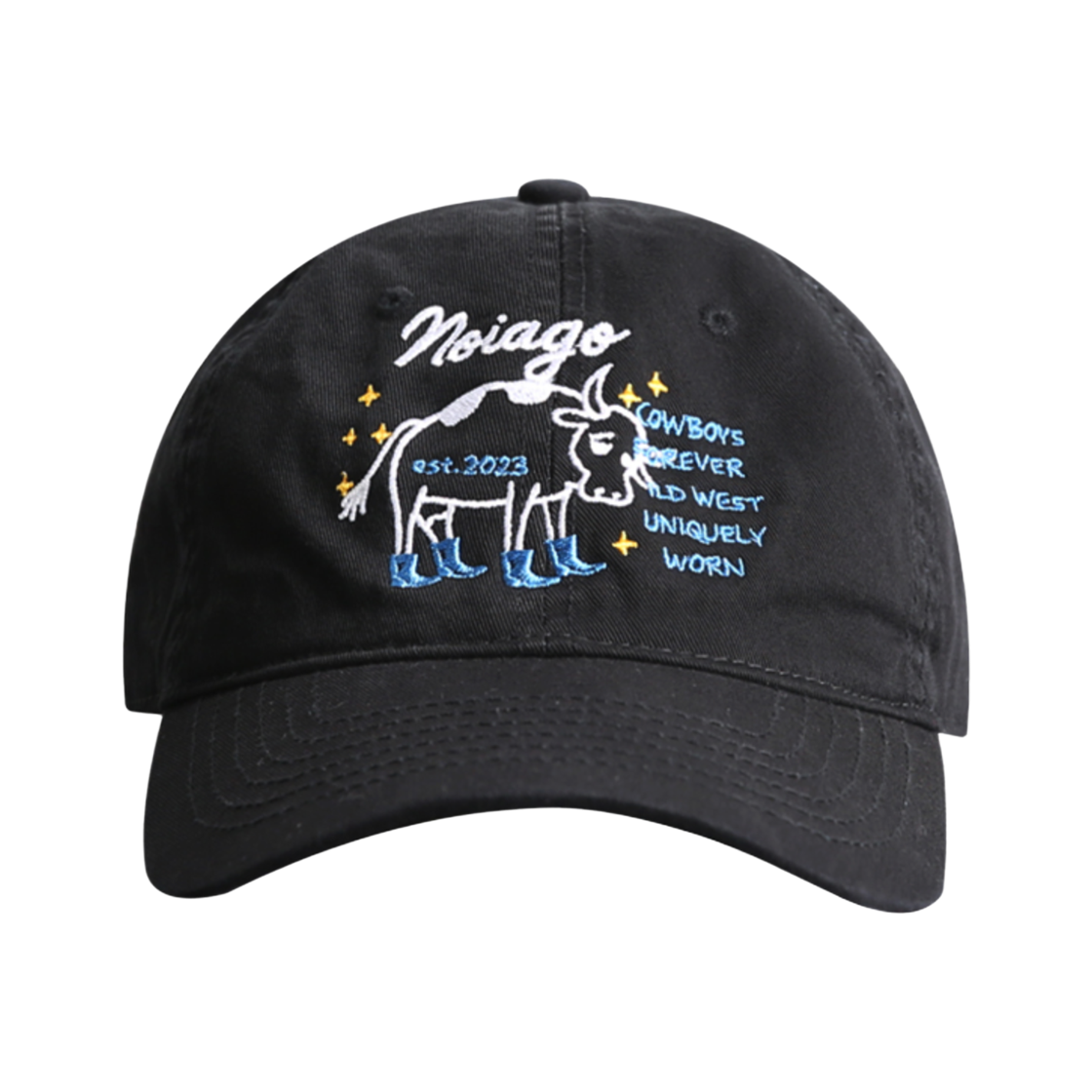 노이아고 카우 코튼 볼캡 블랙(Noiago Cow Cotton Ball Cap Black)