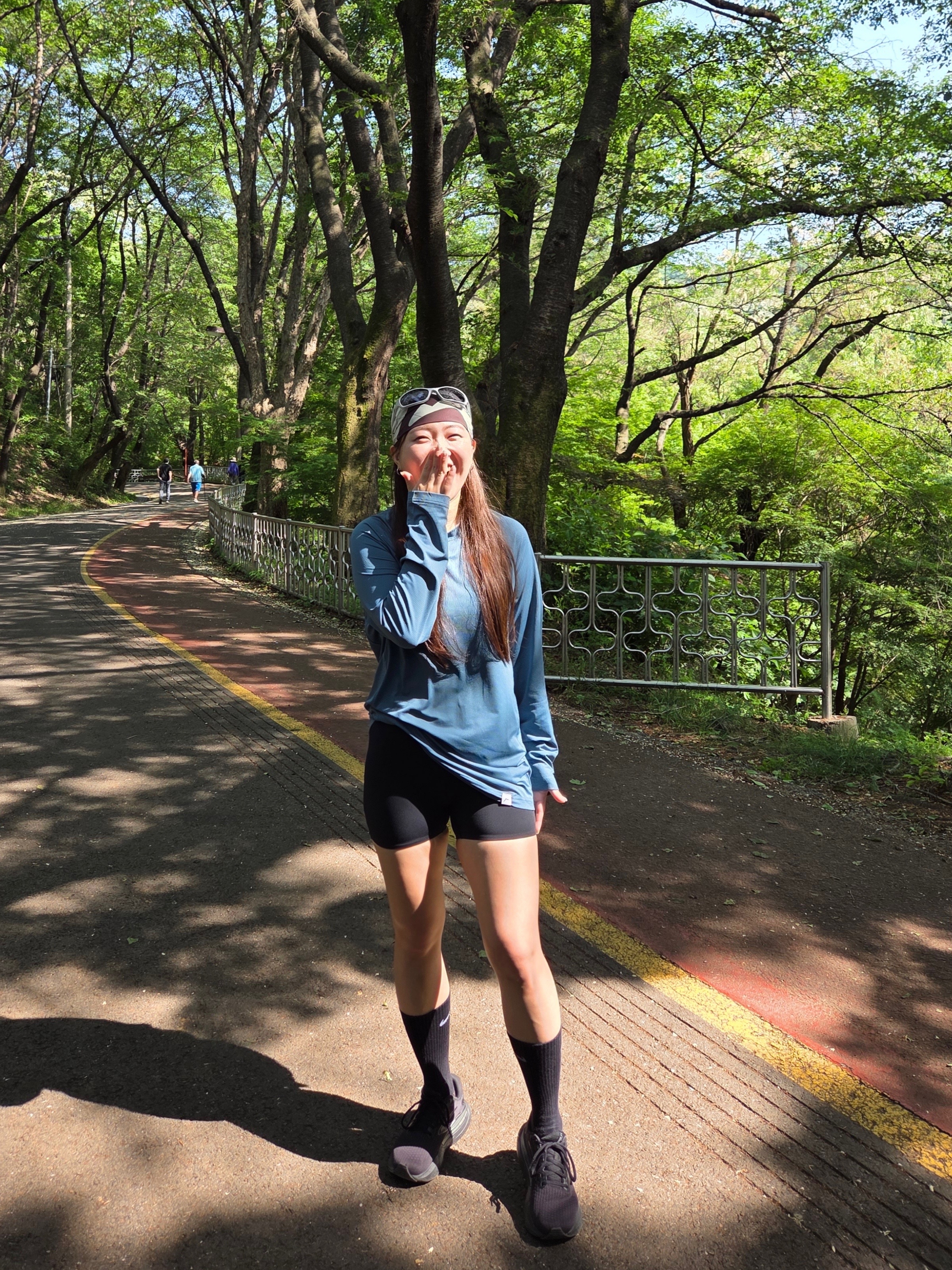Cayl Logo Air Long Sleeve Foggy Blue, (W) Nike Foam Shorts Black Smoke Grey - Asia 착용 스타일 - 4