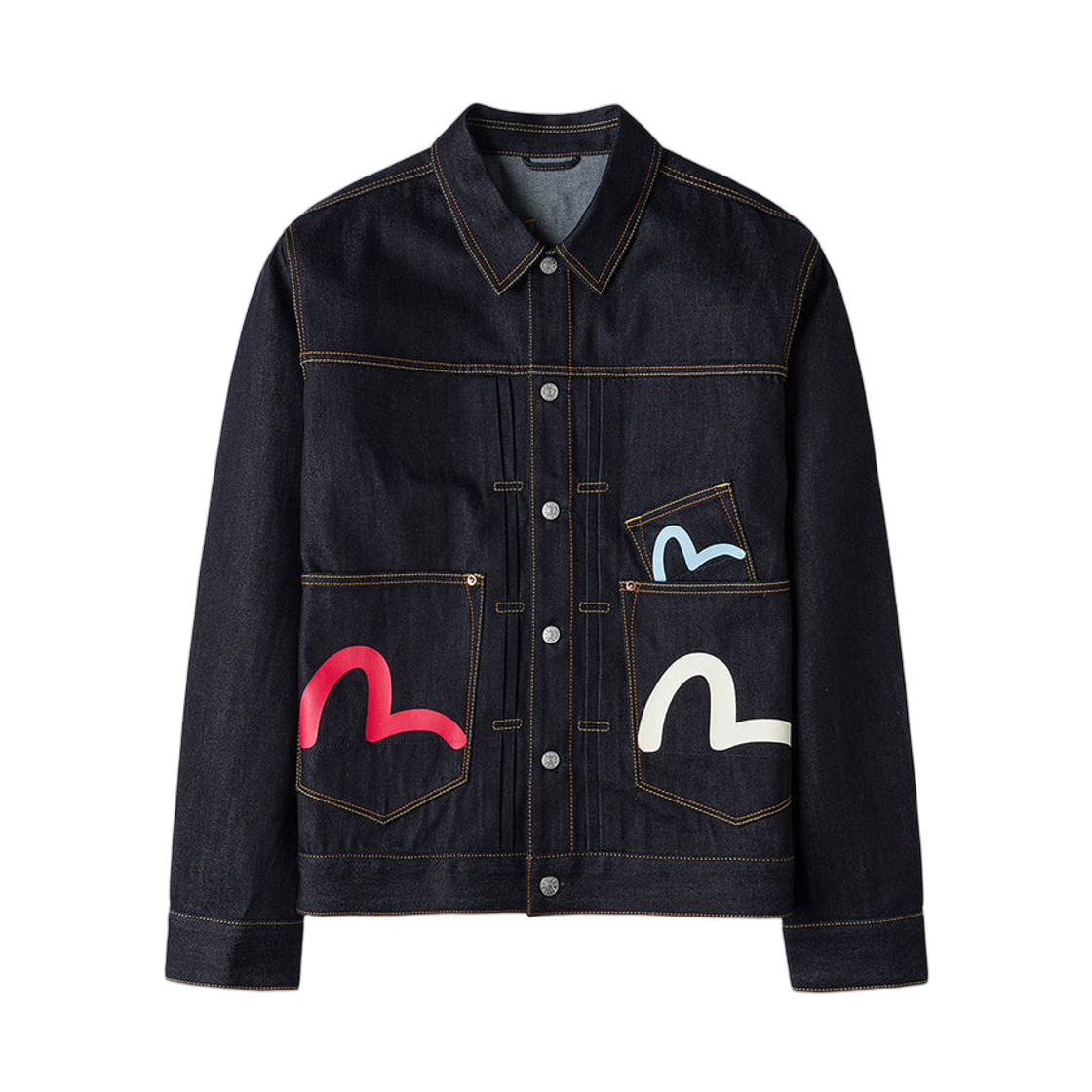 에비수 시걸 프린트 앤 멀티포켓 릴렉스 핏 데님 자켓 인디고(Evisu Seagull Print and Multi-Pocket Relax Fit Denim Jacket Indigo) - 1