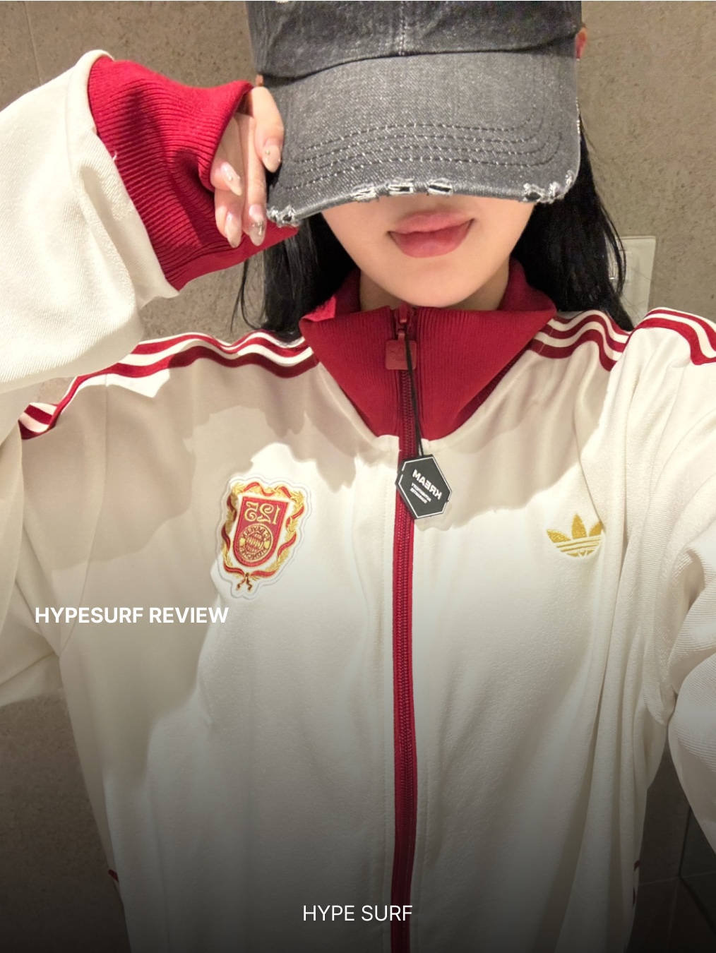 Adidas FC Bayern 125th Anniversary Track Top Off White - KR Sizing 착용 스타일 - 3