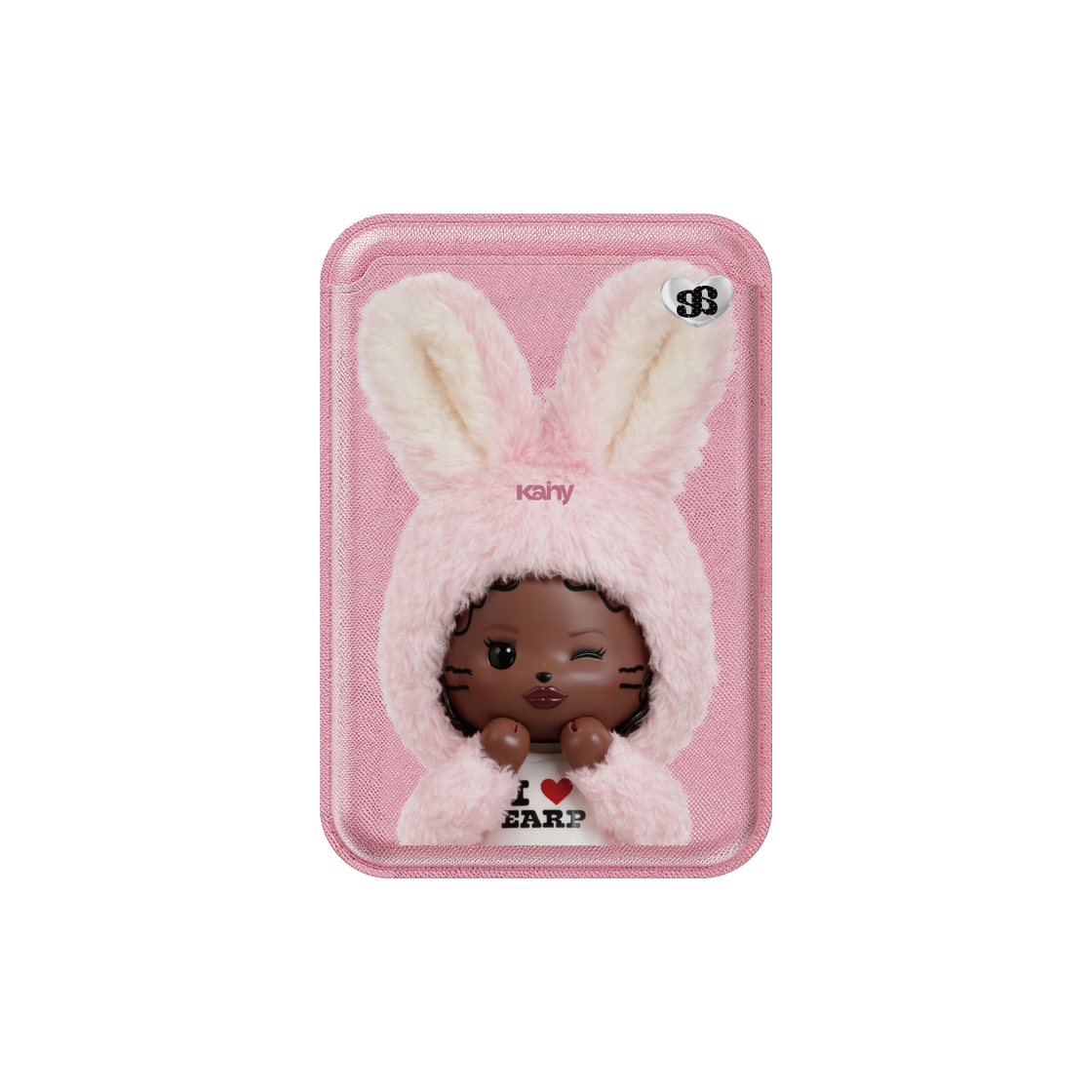 어프어프 x 카니 러블리 버니 카니 맥세이프 레더 카드지갑 펄핑크(EARPEARP x KANY Lovely Bunny Kany Magnetic Leather Card Wallet - Pearl Pink)