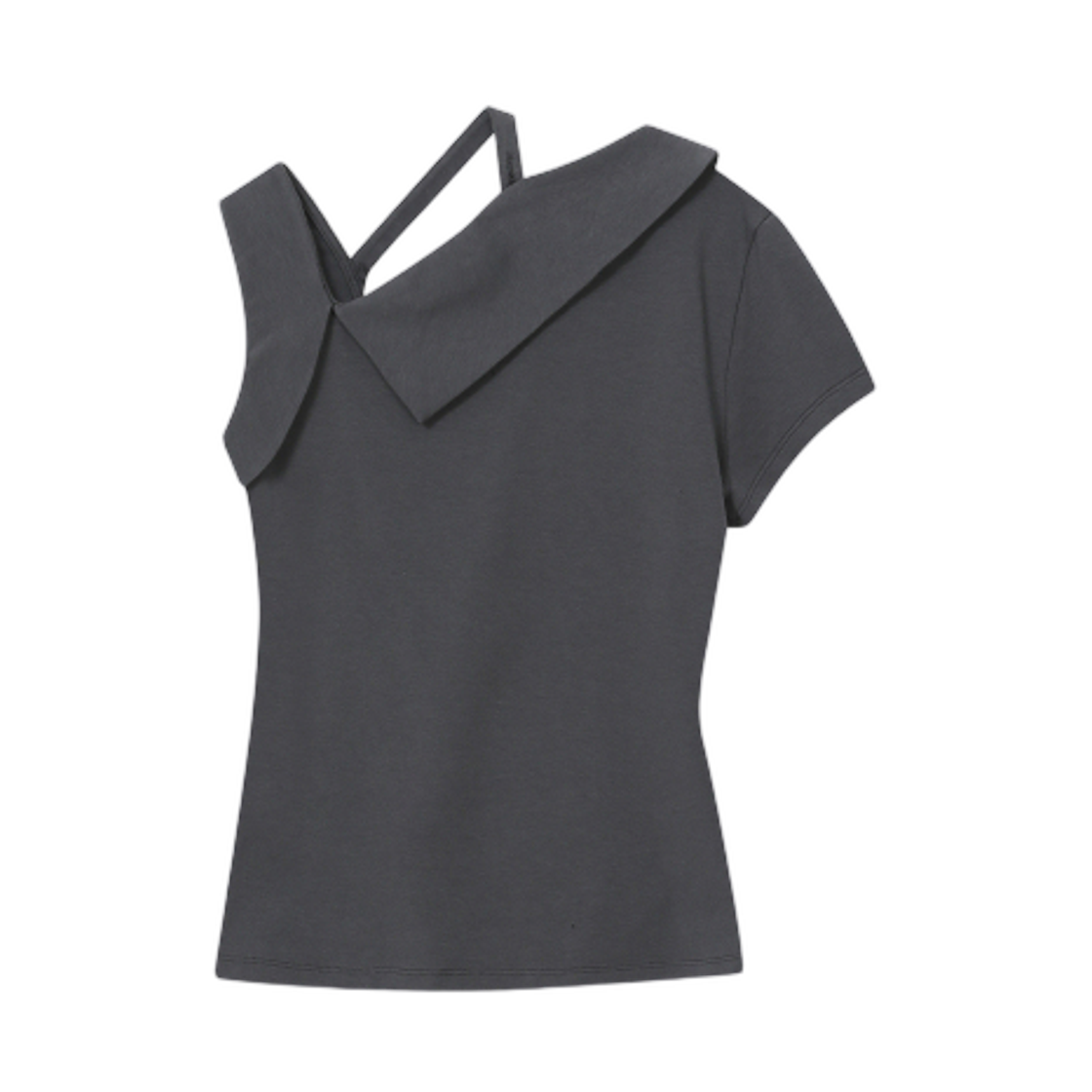 (W) 미세키서울 숄더 스트랩 언밸런스 탑 차콜((W) Miseki Seoul Shoulder Strap Unbalance Top Charcoal) - 2