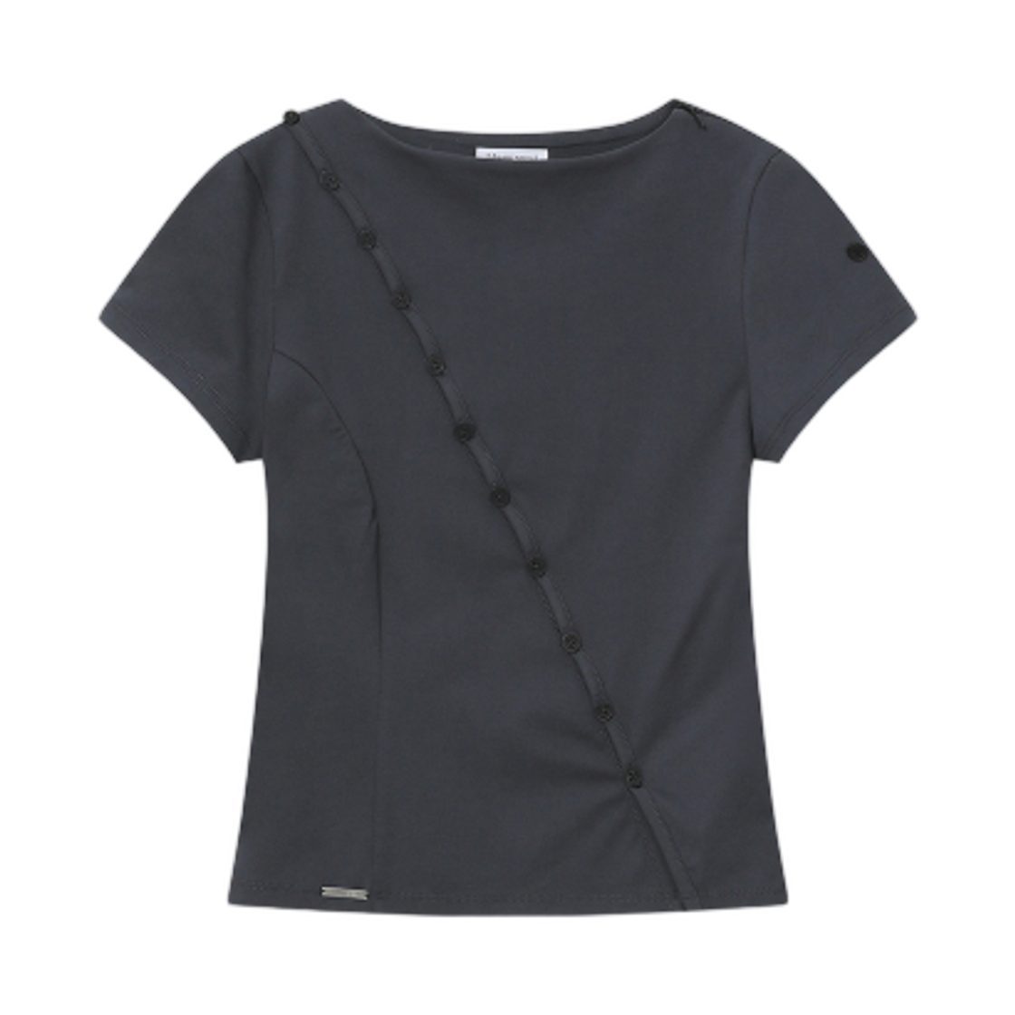 (W) 미세키서울 다이애그널 오픈 숏슬리브 차콜((W) Miseki Seoul Diagonal Open Short Sleeve Charcoal) - 1