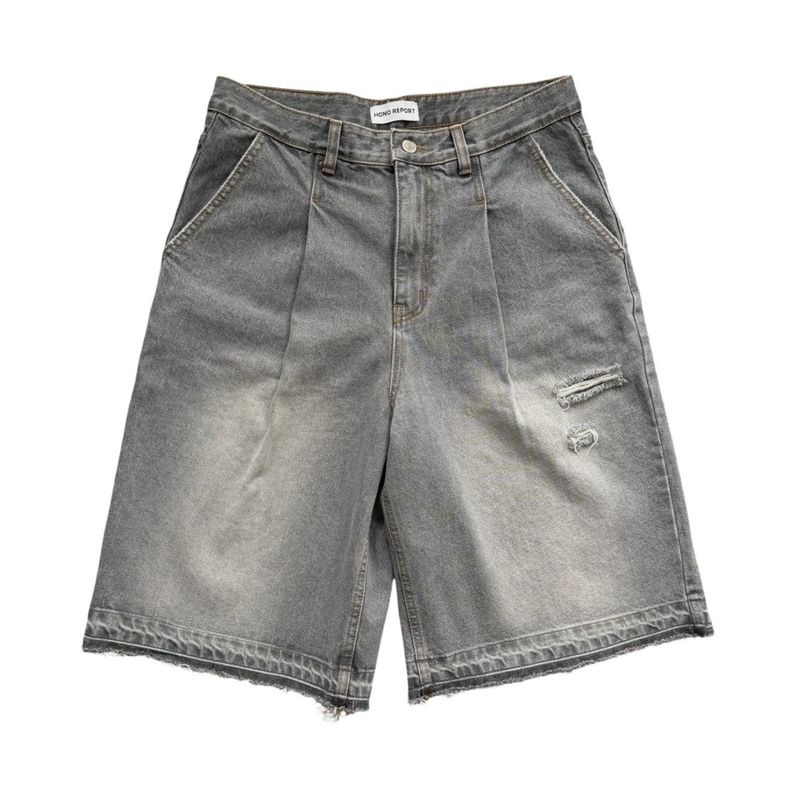 호노 리포트 빈티지 데님 버뮤다 팬츠 라이트 그레이(Hono Report Vintage Denim Bermuda Pants Light Gray)