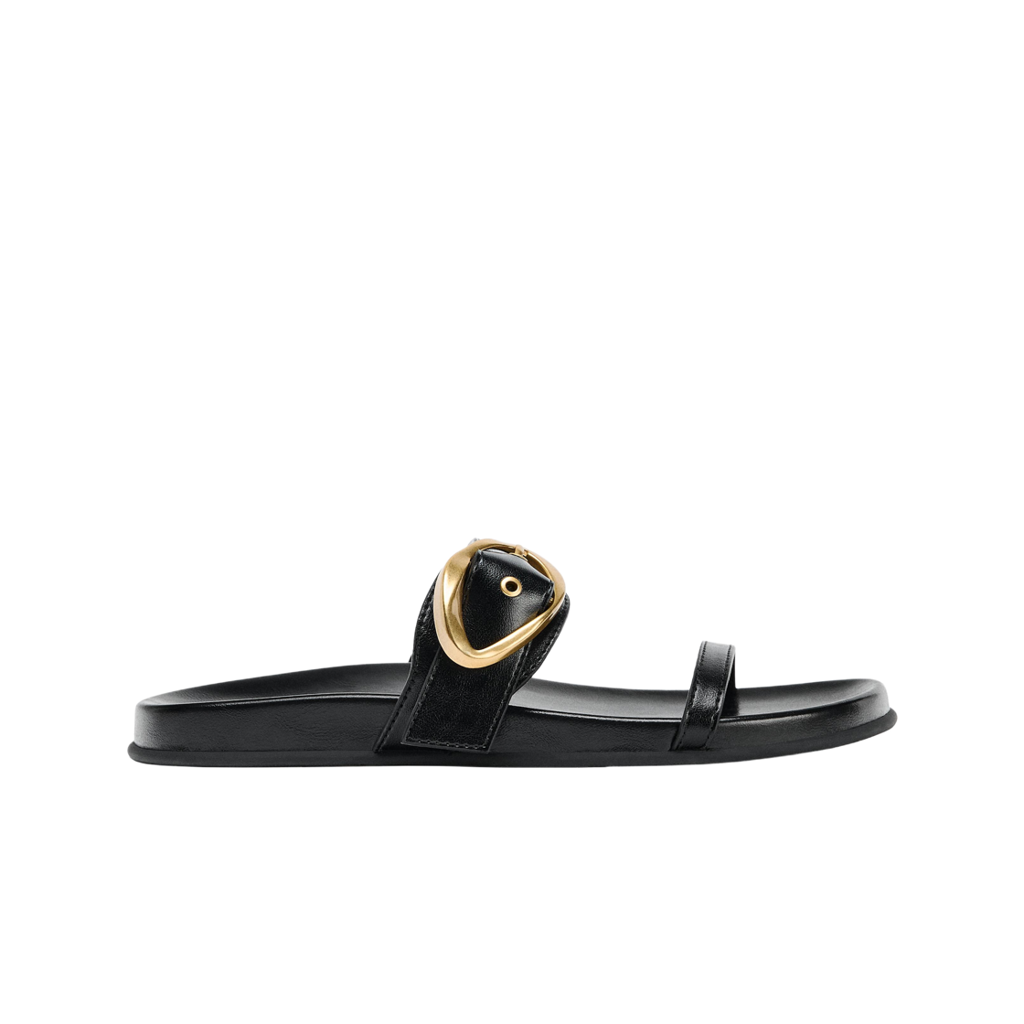 (W) 자라 더블 스트랩 버클 샌들 블랙((W) Zara Double Strap Buckle Sandals Black) - 1