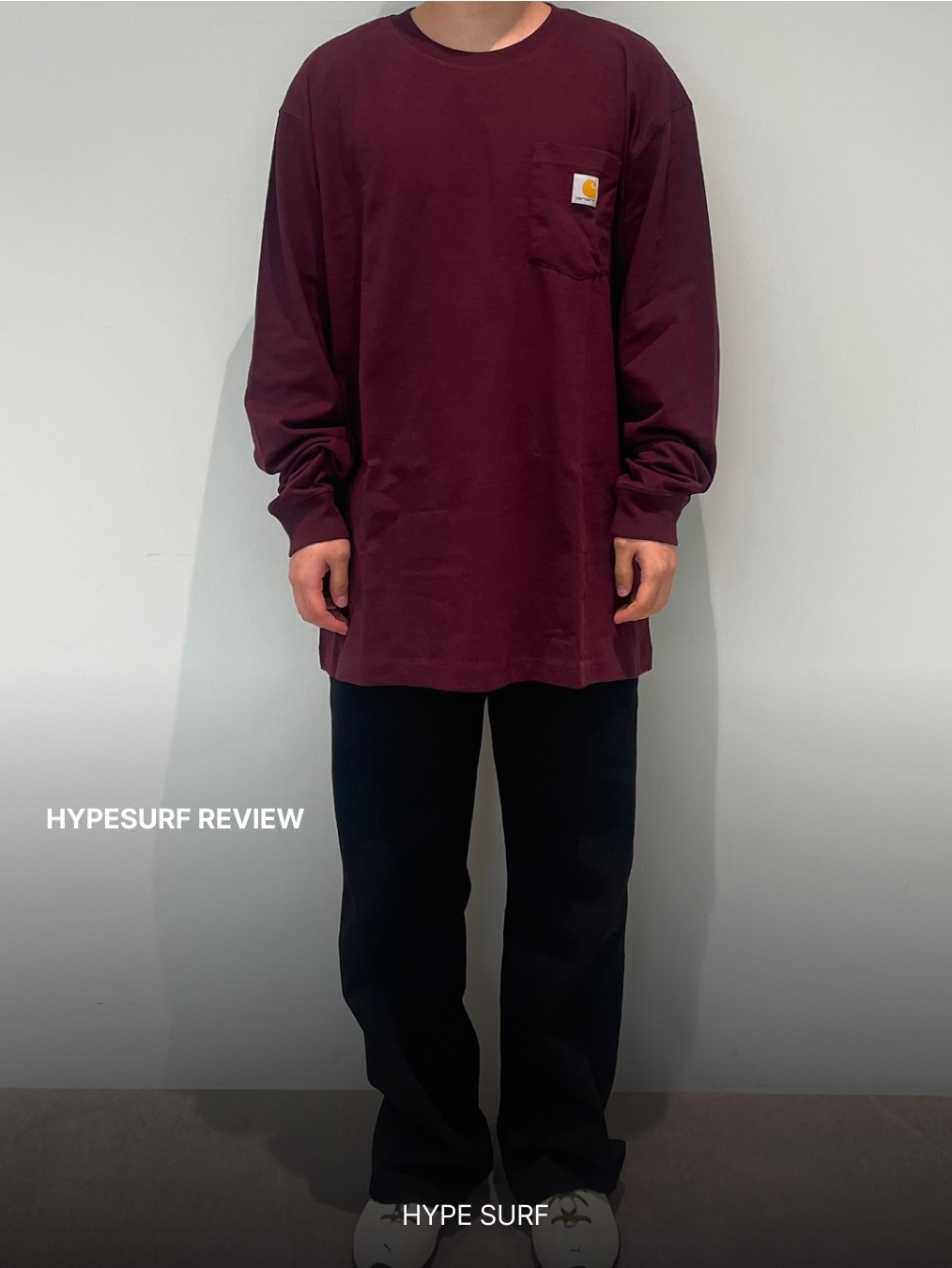 Carhartt Loose Fit Heavyweight Regular Long Sleeve Pocket T-Shirt Port 착용 스타일 - 2