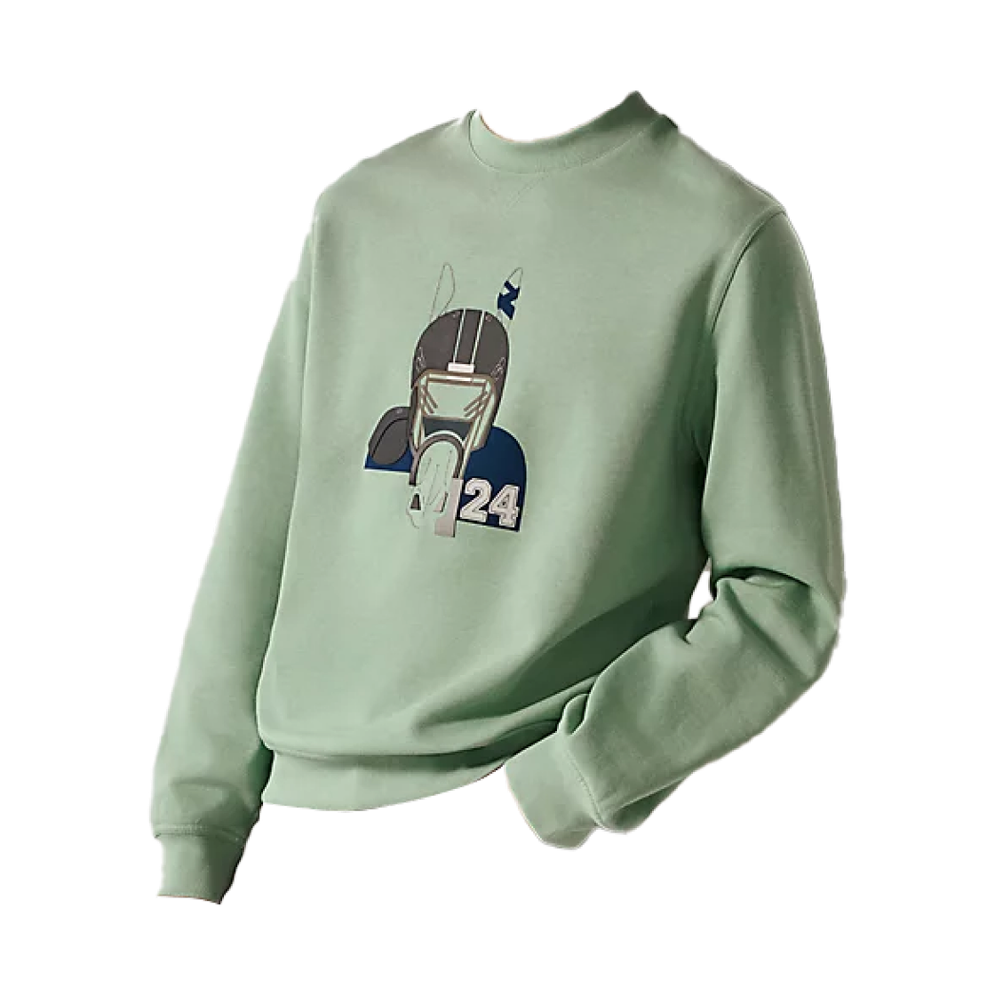 H367820HA4M Hermes Quarterb'H Crewneck Sweater Aquarium