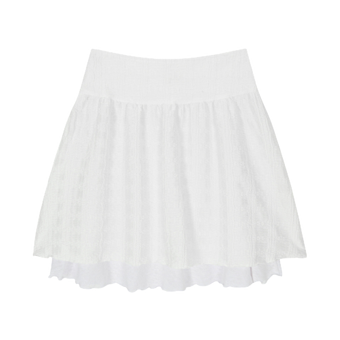 (W) 애즈온 레이시 체크 스커트 화이트((W) Ason Lacy Check Skirt White) - 2