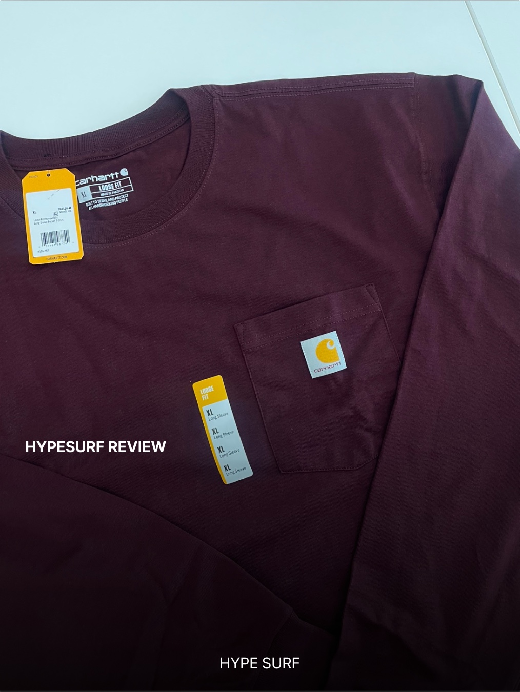 Carhartt Loose Fit Heavyweight Regular Long Sleeve Pocket T-Shirt Port 착용 스타일 - 3