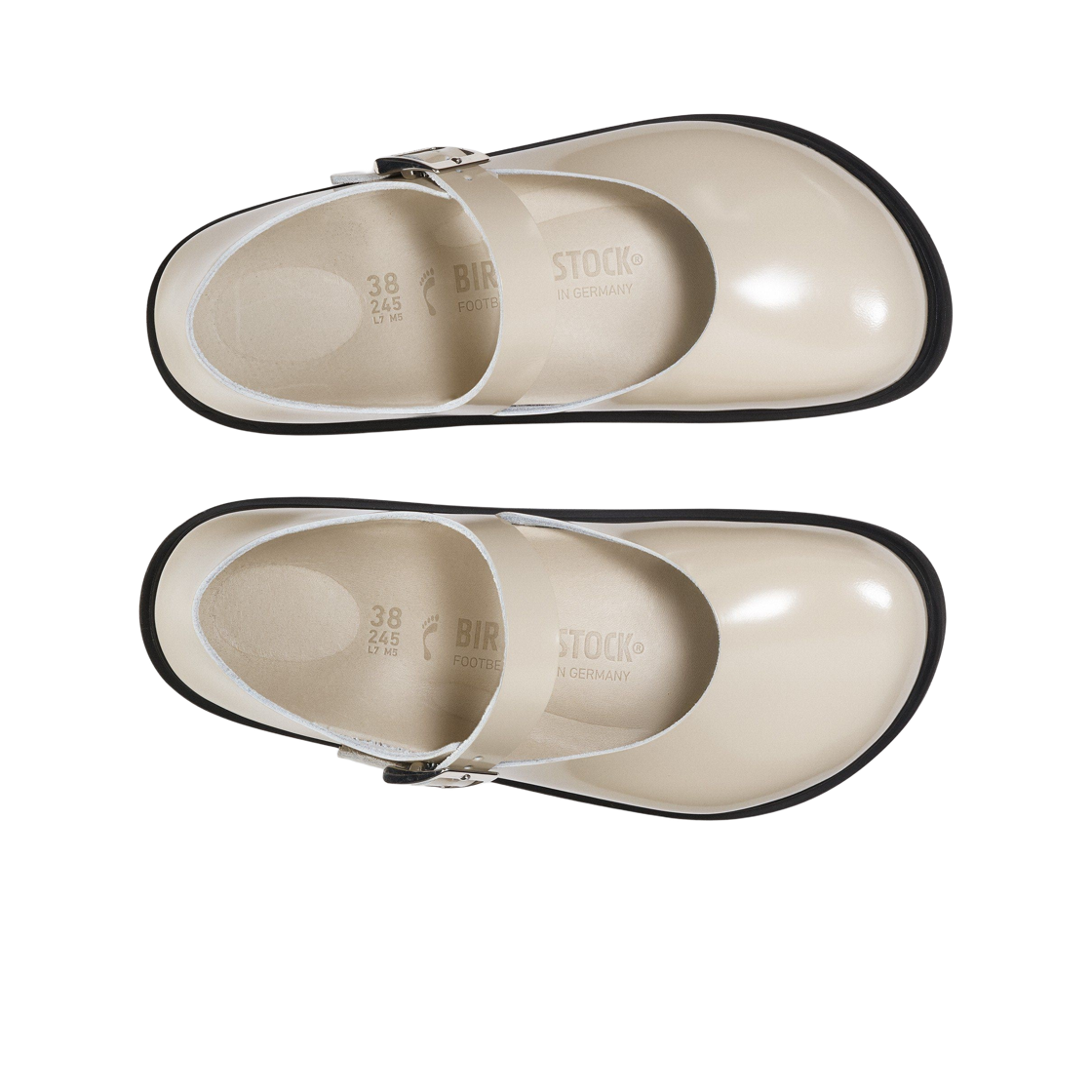 (W) 버켄스탁 만토바 컵 솔 내츄럴 레더 페이턴트 하이 샤인 오이스터 - 내로우((W) Birkenstock Mantova Cup Sole Natural Leather Patent High Shine Oyster - Narrow) - 2